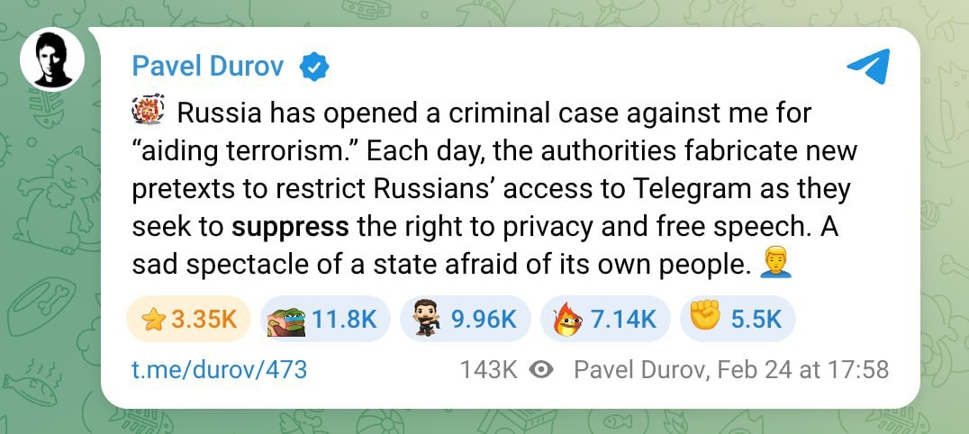 Дуров подтврдил уголовное дело против себя в РФ