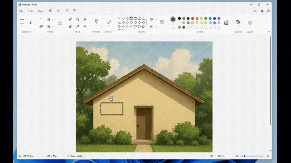 В Paint теперь можно повернуть выделенную область на любой угол